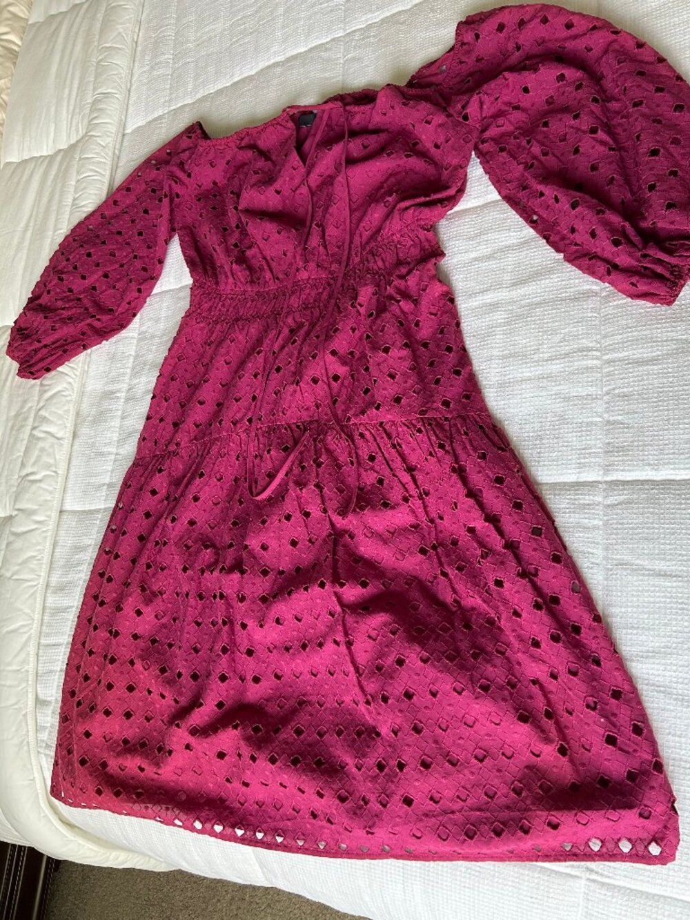 Eloquii Raspberry sundress off shoulder with sleeves, size 14 - Picture 4 of 4